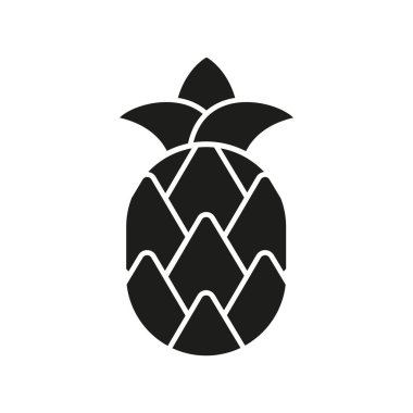 Kıvrımlı gövdeli ananas meyve ikonu. Meyve suyu, yemek ya da tatil tasarımları için mükemmel..