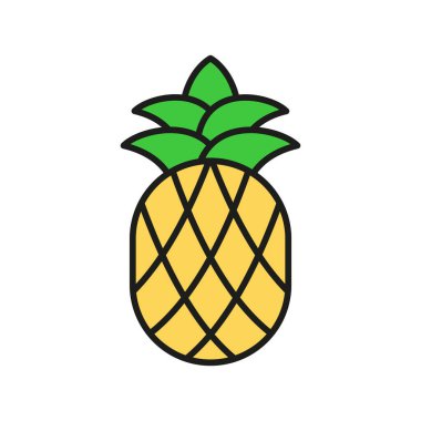 Kıvrımlı gövdeli ananas meyve ikonu. Meyve suyu, yemek ya da tatil tasarımları için mükemmel..