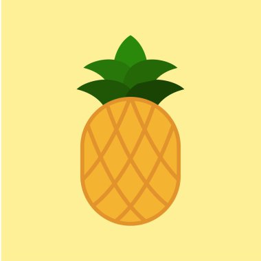 Kıvrımlı gövdeli ananas meyve ikonu. Meyve suyu, yemek ya da tatil tasarımları için mükemmel..