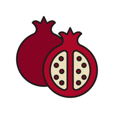 Tohumlu nar meyvesi ikonu. Basit kavramlarda sağlıklı, organik veya meyve suyu görselleri için harikadır.