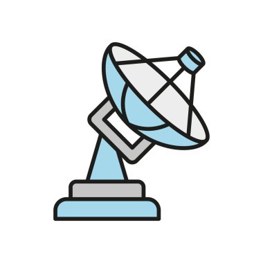 Radyo teleskobu astronomi, uzay araştırmaları ve kozmik sinyal keşifleri için dev yemek ikonu.