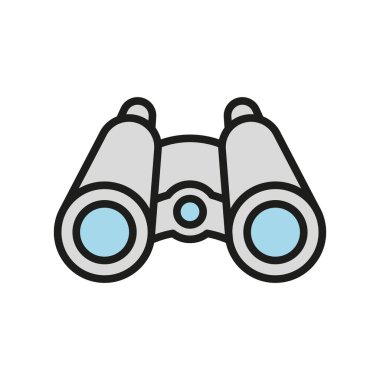 Macera, seyahat ve gözlem görselleri için dürbün simgesi.