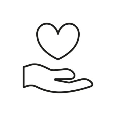 Kalbi tutan, sevgiyi, desteği, hayırseverliği ve Uluslararası Yardım Günü 'nü sembolize eden açık ellerin simgesi..