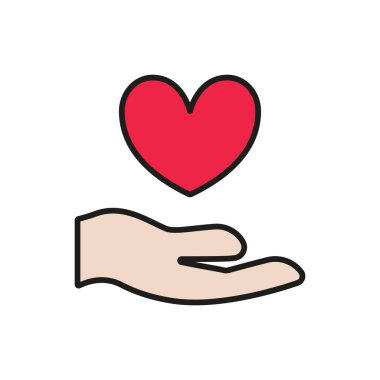 Kalbi tutan, sevgiyi, desteği, hayırseverliği ve Uluslararası Yardım Günü 'nü sembolize eden açık ellerin simgesi..