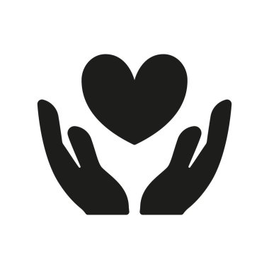 Kalbi tutan, sevgiyi, desteği, hayırseverliği ve Uluslararası Yardım Günü 'nü sembolize eden açık ellerin simgesi..