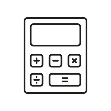 Matematik, muhasebe, finans, bütçe veya okul ve ofis araçlarını temsil eden basit bir hesap makinesi simgesi.