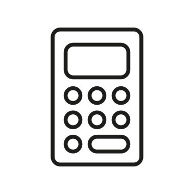Matematik, muhasebe, finans, bütçe veya okul ve ofis araçlarını temsil eden basit bir hesap makinesi simgesi.