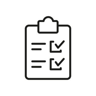 Görevleri, formları, raporları, kontrol listelerini veya ofis, sağlık veya okul ayarları için notları sembolize eden pano simgesi.