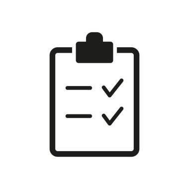 Görevleri, formları, raporları, kontrol listelerini veya ofis, sağlık veya okul ayarları için notları sembolize eden pano simgesi.