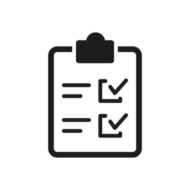 Görevleri, formları, raporları, kontrol listelerini veya ofis, sağlık veya okul ayarları için notları sembolize eden pano simgesi.