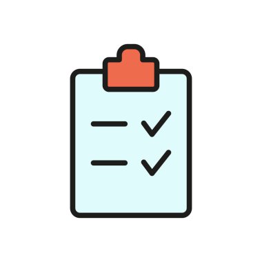 Görevleri, formları, raporları, kontrol listelerini veya ofis, sağlık veya okul ayarları için notları sembolize eden pano simgesi.