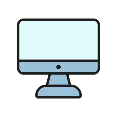 Eğitim, ofis veya ev ortamlarında çalışma, öğrenme, teknoloji veya dijital aktiviteleri temsil eden modern bir bilgisayar simgesi.