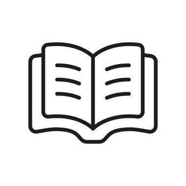 Okuma, öğrenme, eğitim, edebiyat, e-kitaplar veya okulla ilgili içeriği temsil eden basit bir kitap simgesi.