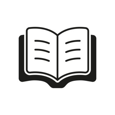 Okuma, öğrenme, eğitim, edebiyat, e-kitaplar veya okulla ilgili içeriği temsil eden basit bir kitap simgesi.