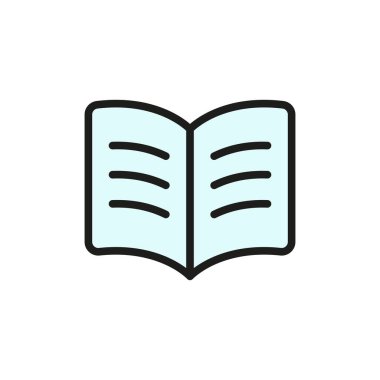 Okuma, öğrenme, eğitim, edebiyat, e-kitaplar veya okulla ilgili içeriği temsil eden basit bir kitap simgesi.