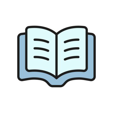Okuma, öğrenme, eğitim, edebiyat, e-kitaplar veya okulla ilgili içeriği temsil eden basit bir kitap simgesi.