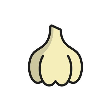 Taze sebze ve yemek çeşnisini temsil eden sarımsak ikonu. Yemek, çiftlik ve sağlıklı yaşam temaları için mükemmel..