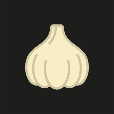 Taze sebze ve yemek çeşnisini temsil eden sarımsak ikonu. Yemek, çiftlik ve sağlıklı yaşam temaları için mükemmel..
