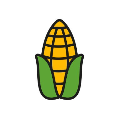 Sağlıklı gıda, tarım ve taze sebze çizimleri için mısır ikonu.