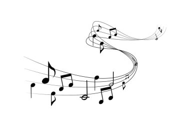 Müzik nota dalgası ve müzik sembolü simgesi.