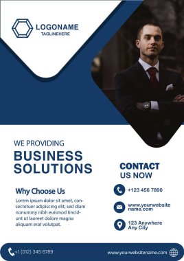 Blue color business flyer design clipart