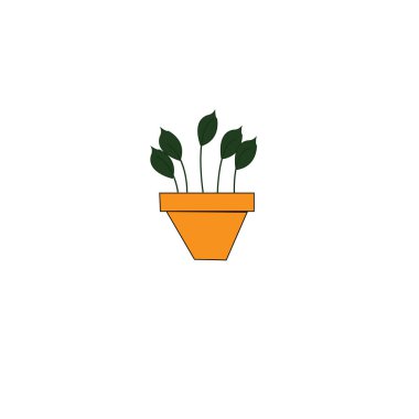 saksı bitkisi simgesi logo tasarım şablonu