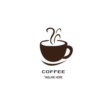 Kahve fincanı ve kahve çekirdeğinin vektör logosu