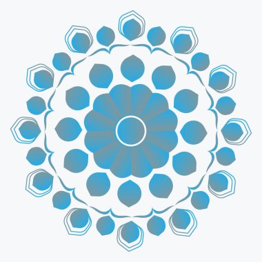 Mavi ve kırmızı renklerde beyaz arka planda bir çiçek mandala vektör illüstrasyonuName.