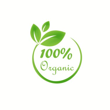 Yeşil vektör logosu. organik doğal gıda etiketi