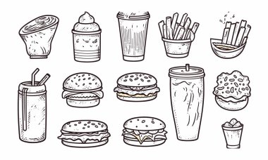 Düzenlenebilir vektör koleksiyonu olan Fast Food simgesi. 