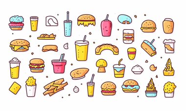 Düzenlenebilir vektör koleksiyonu olan Fast Food simgesi. 