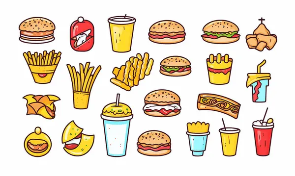 Düzenlenebilir vektör koleksiyonu olan Fast Food simgesi. 