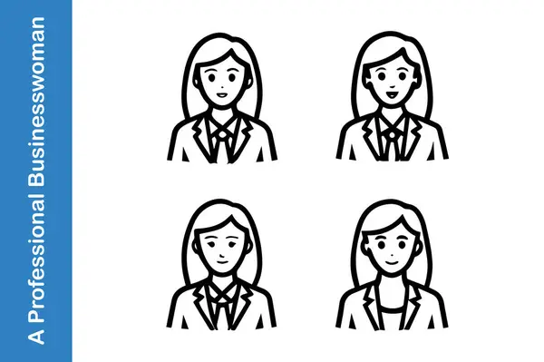 Düzenlenebilir vektör koleksiyonları olan profesyonel bir iş kadını.