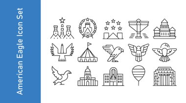 American eagle icon set with editable vector collections clipart