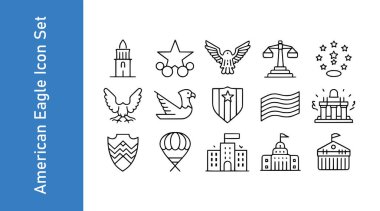 American eagle icon set with editable vector collections clipart