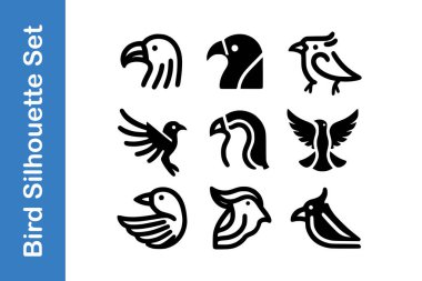 Kuş Silueti Düzenlenebilir vektör koleksiyonları ile Ayarlandı
