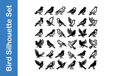 Kuş Silueti Düzenlenebilir vektör koleksiyonları ile Ayarlandı