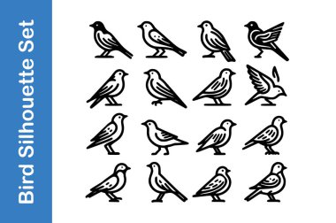 Kuş Silueti Düzenlenebilir vektör koleksiyonları ile Ayarlandı