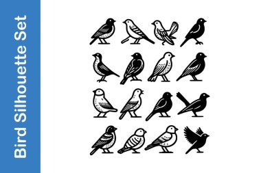 Kuş Silueti Düzenlenebilir vektör koleksiyonları ile Ayarlandı