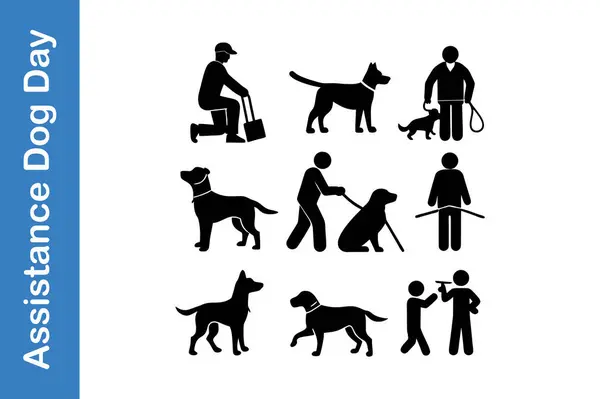 Yardım Köpek Günü silueti seti