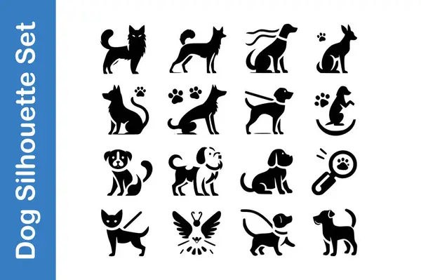 Köpek Silueti Düzenlenebilir vektör ile ayarlandı