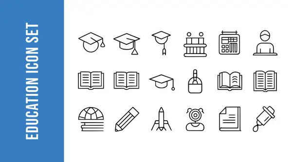 Eğitim Satırı Simgeleri Vektör Koleksiyonları ile Ayarlandı