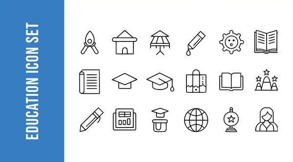 Eğitim Satırı Simgeleri Vektör Koleksiyonları ile Ayarlandı