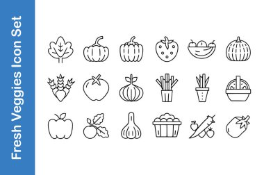 Sebzeler ve meyve ikonları.