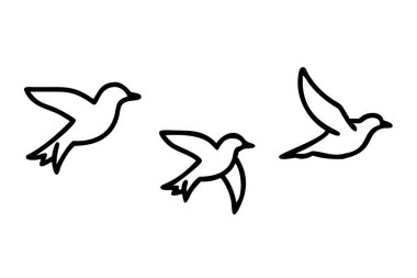 Bird line art with editable outline clipart