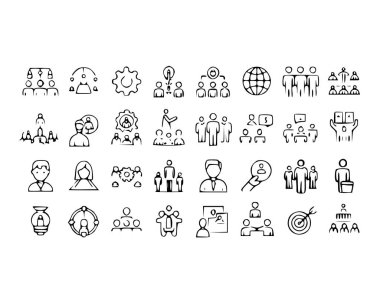 İş ekibi oluşturma çalışma grubu simgesi seti