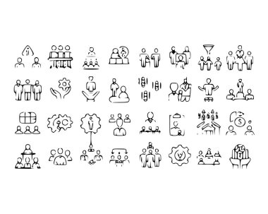 İş ekibi oluşturma çalışma grubu simgesi seti