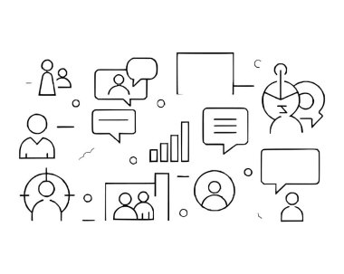 Sohbet baloncukları iletişim konseptleri ince çizgi simgesi seti