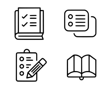 Düzenlenebilir ana hatlı sınav simgesi seti