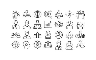 Düzenlenebilir stoklar ile insan çizgisi simgeleri ayarlandı
